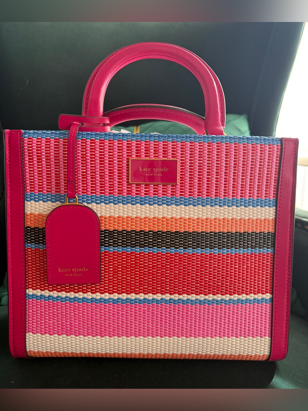 Kate Spade Manhattan Small Tote and Crossbody with Pink Multicolored Stripes